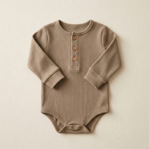 Ribbed Cotton Henley Romper