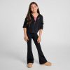 Girls Quick Dry V-Waist Flare Leggings - black