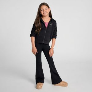 Girls Quick Dry V-Waist Flare Leggings - black