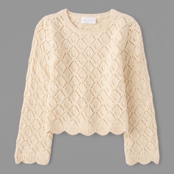 Gemini_Generated_Image_jj893cjj893cjj89 (1) Girls Scalloped Pointelle Sweater - cream