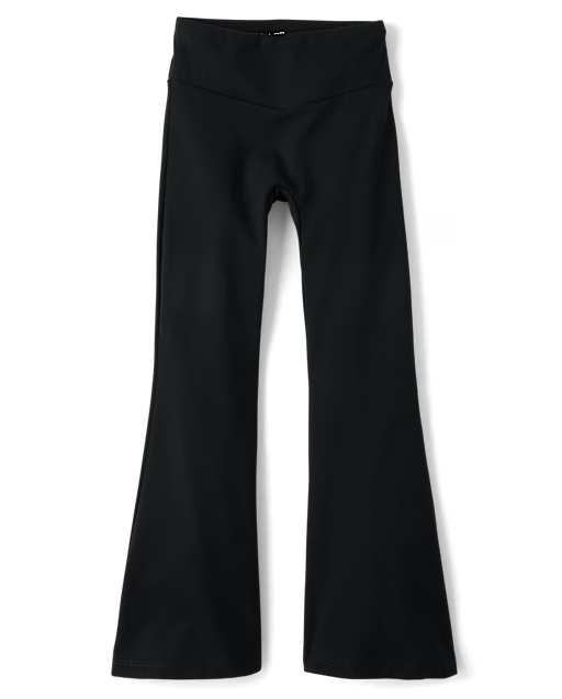 Girls Quick Dry V-Waist Flare Leggings - black