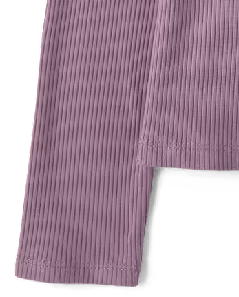 Girls Lace Neck Ribbed Henley Top - purple